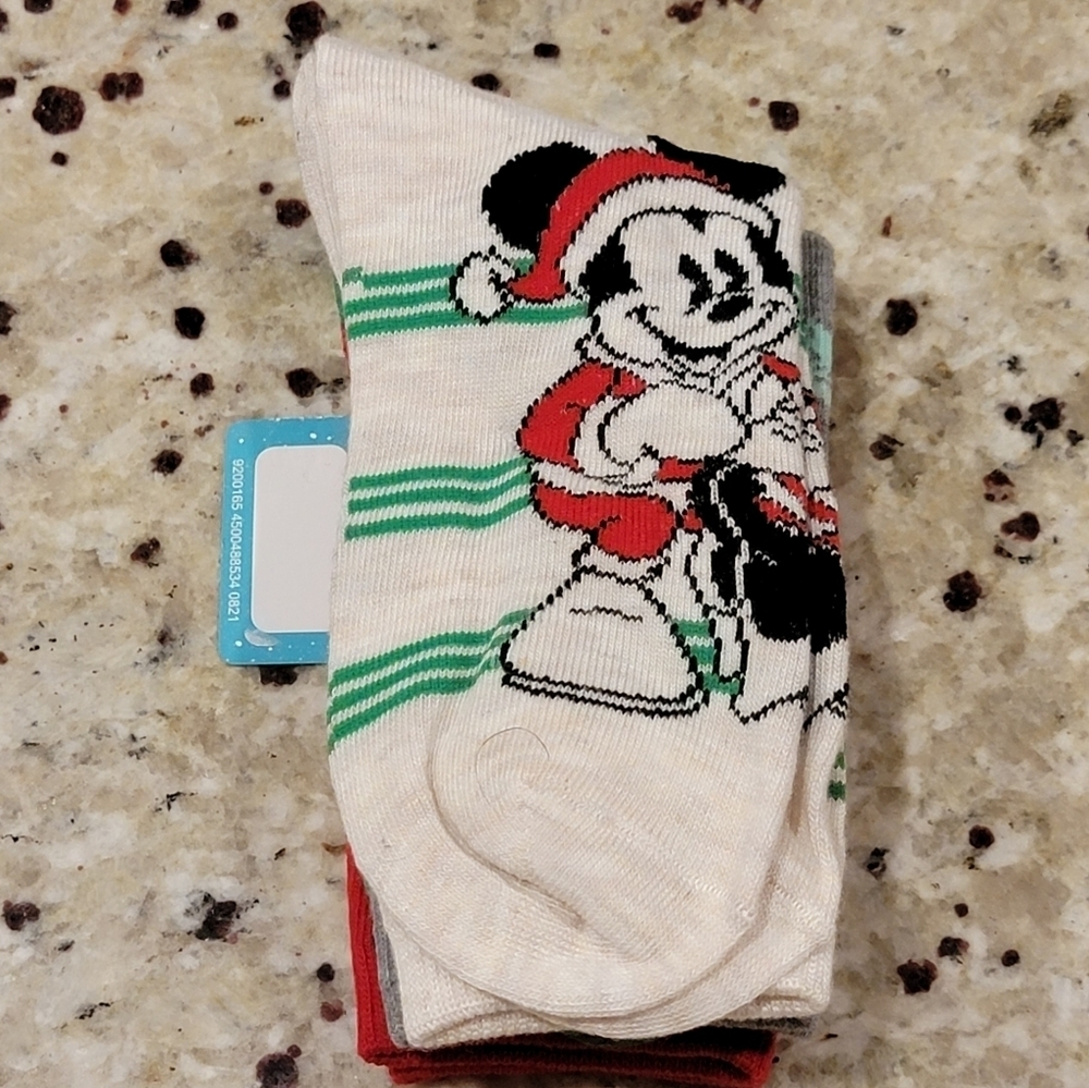 Disney Mickey Mouse Print Socks 3 Pair NWT - Picture 3 of 4
